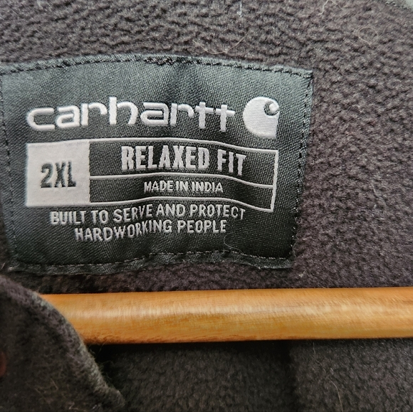 Carhartt Rugged Flex® Relaxed Fit Flannel Fleece Lined Hooded Shirt Jac in Elm - Picture 6 of 12